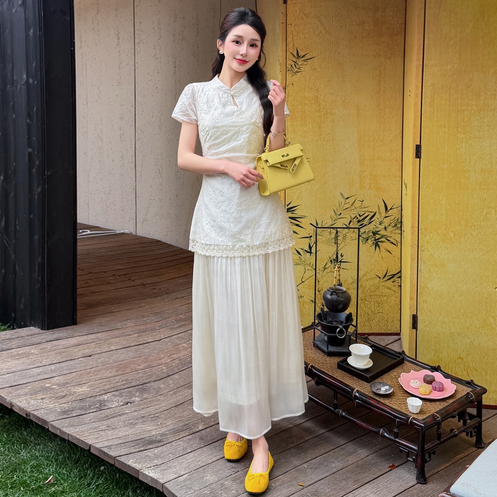 Summer big skirt temperament dress tender splice cheongsam