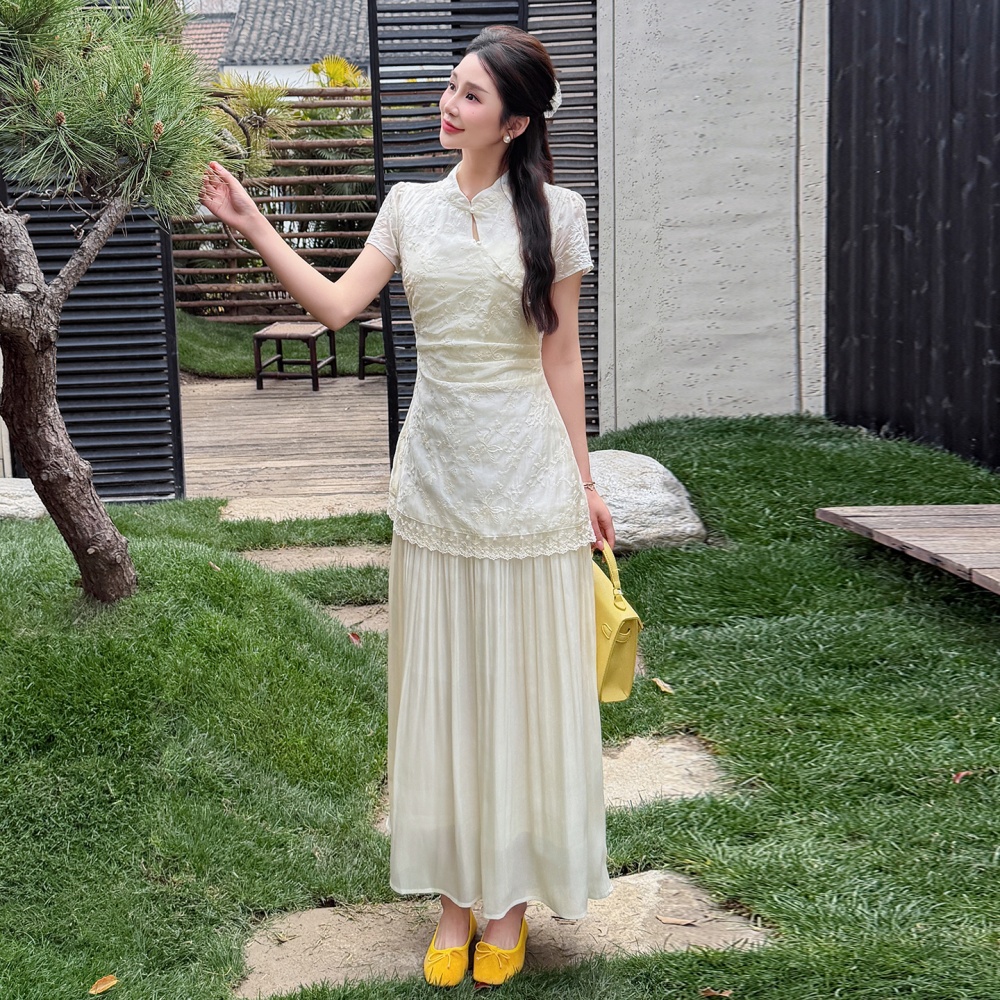 Summer big skirt temperament dress tender splice cheongsam