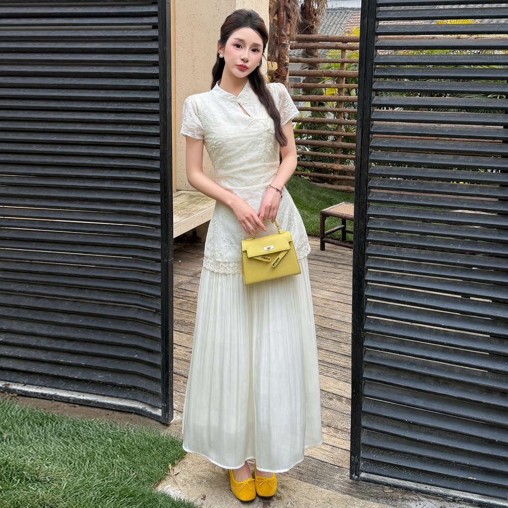 Summer big skirt temperament dress tender splice cheongsam