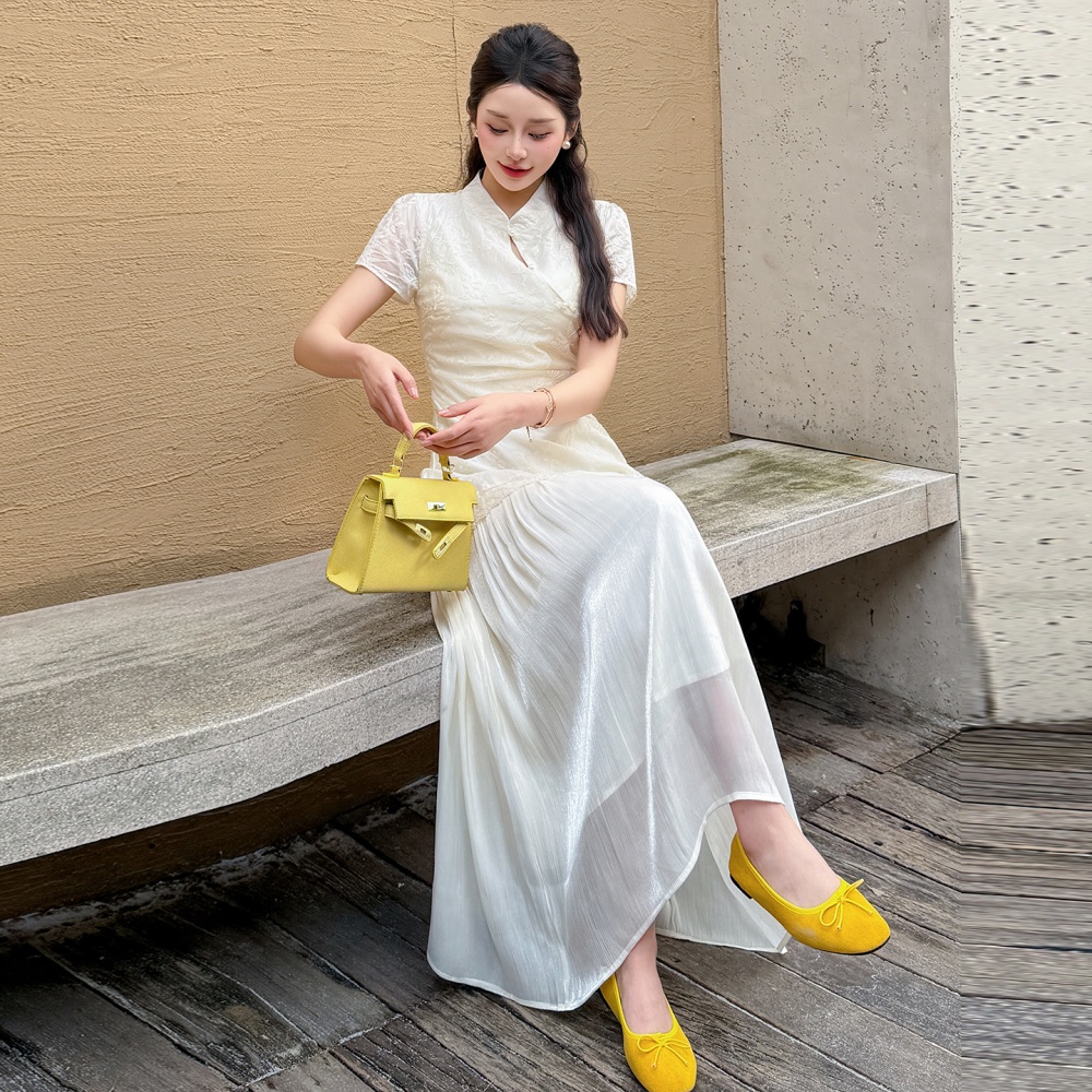 Summer big skirt temperament dress tender splice cheongsam