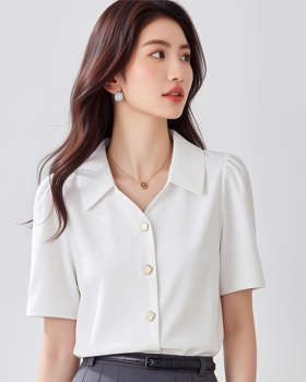 Niche V-neck tops all-match loose shirt for women