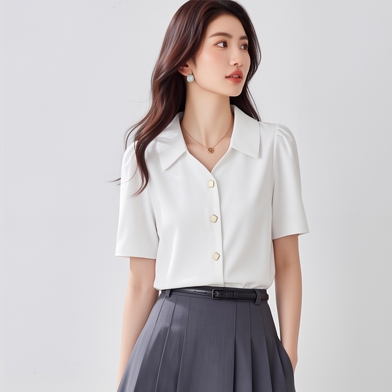 Niche V-neck tops all-match loose shirt for women