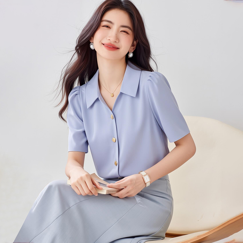 Niche V-neck tops all-match loose shirt for women