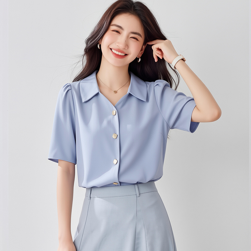 Niche V-neck tops all-match loose shirt for women
