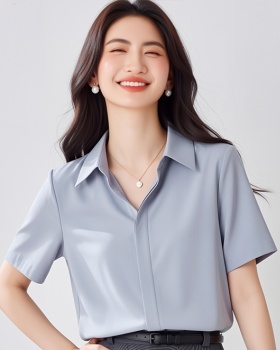 Niche profession commuting tops blue all-match loose shirt