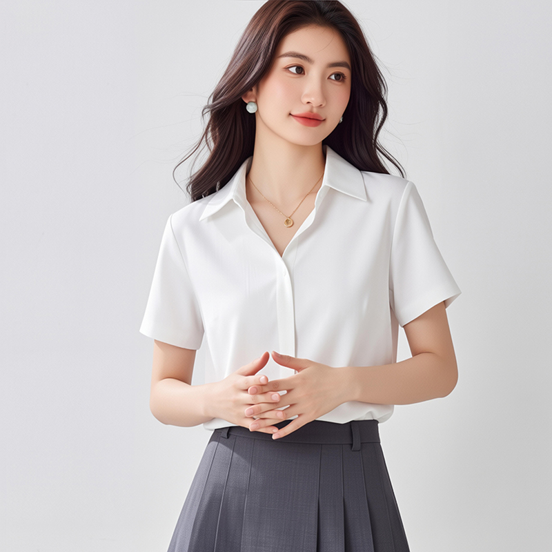 Niche profession commuting tops blue all-match loose shirt