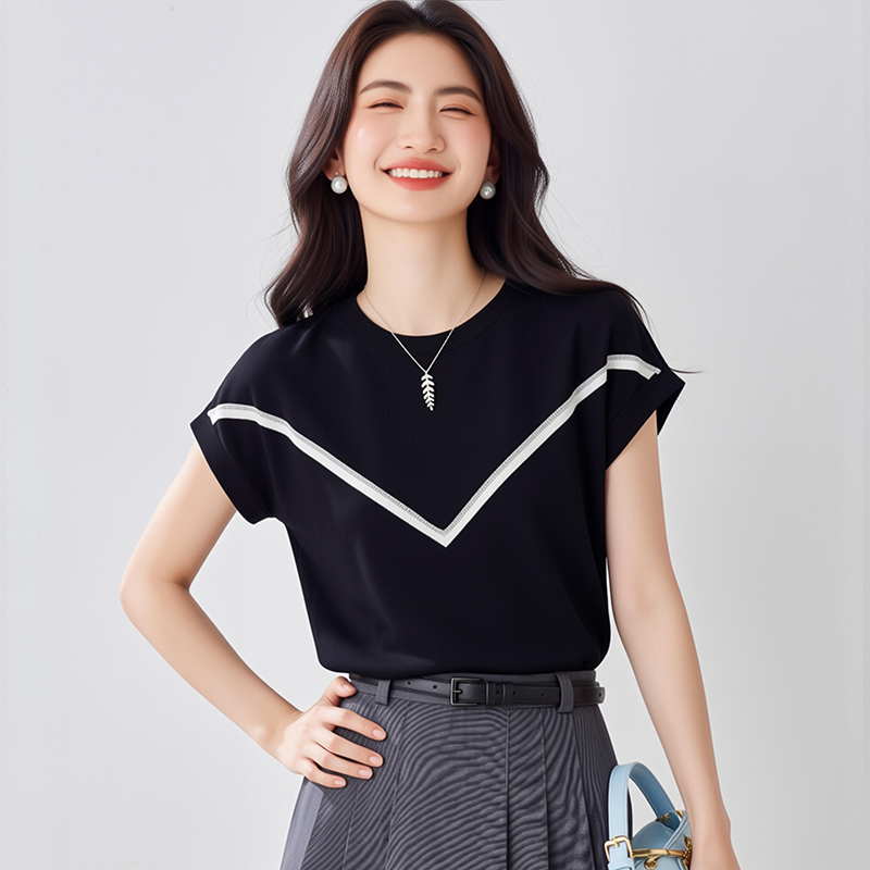 All-match summer ice silk sweater loose pullover thin tops