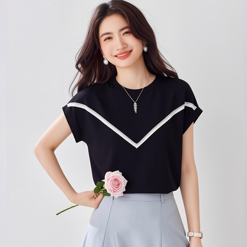 All-match summer ice silk sweater loose pullover thin tops