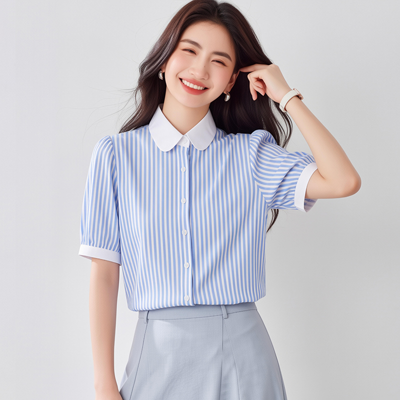 Summer short sleeve puff sleeve elegant shirt for women