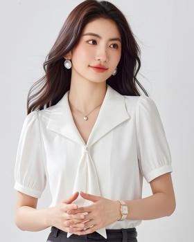 Short sleeve niche tops bow business suit for women