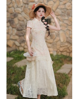 Floral lace dress hollow unique cheongsam for women