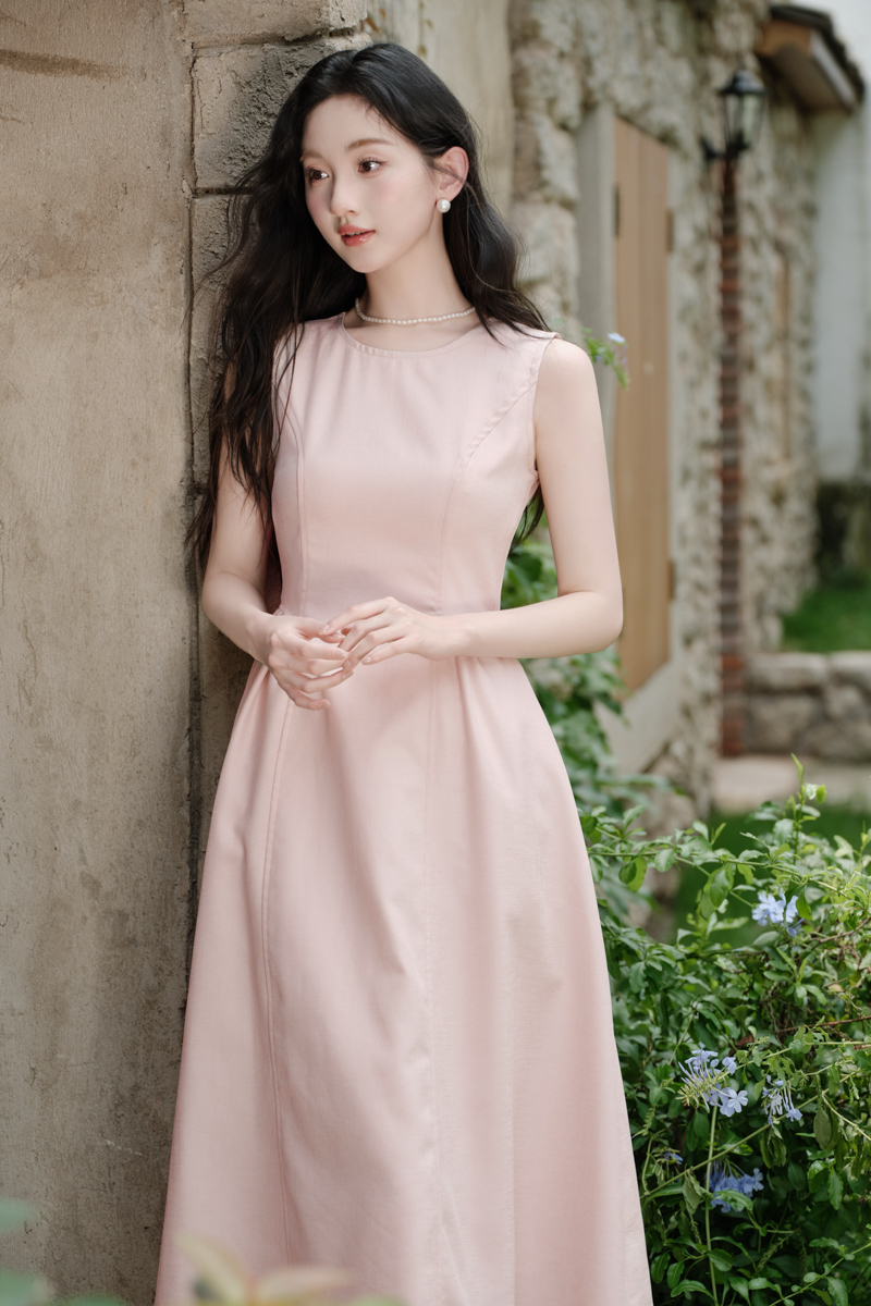 Light luxury summer shirring pinched waist dress