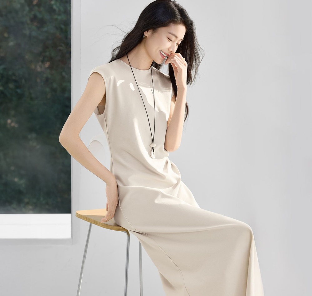 High waist simple jumpsuit slim intellectuality long dress