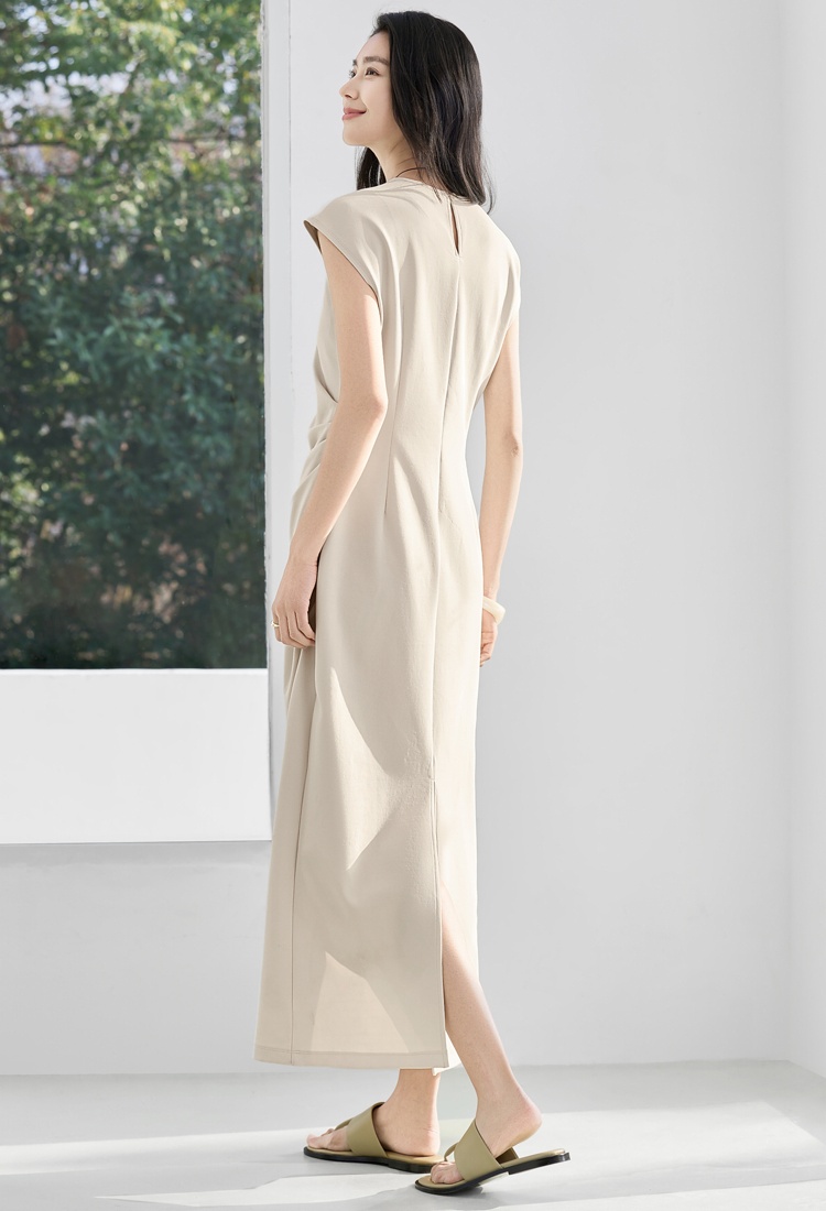 High waist simple jumpsuit slim intellectuality long dress