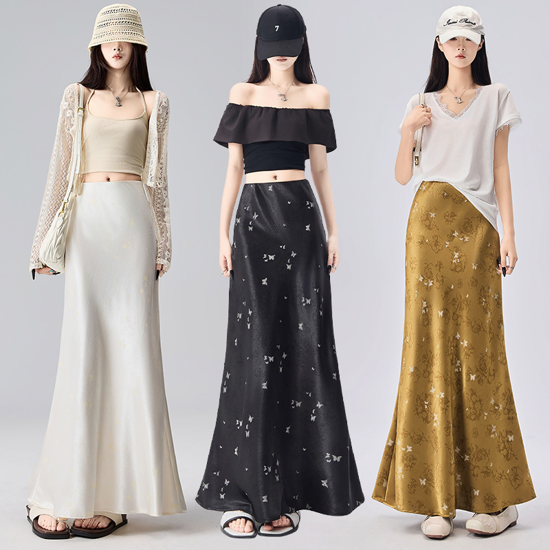 Mermaid stereoscopic long dress printing long skirt