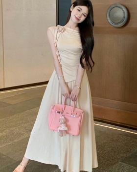 Corsage T-shirt high waist skirt 2pcs set for women