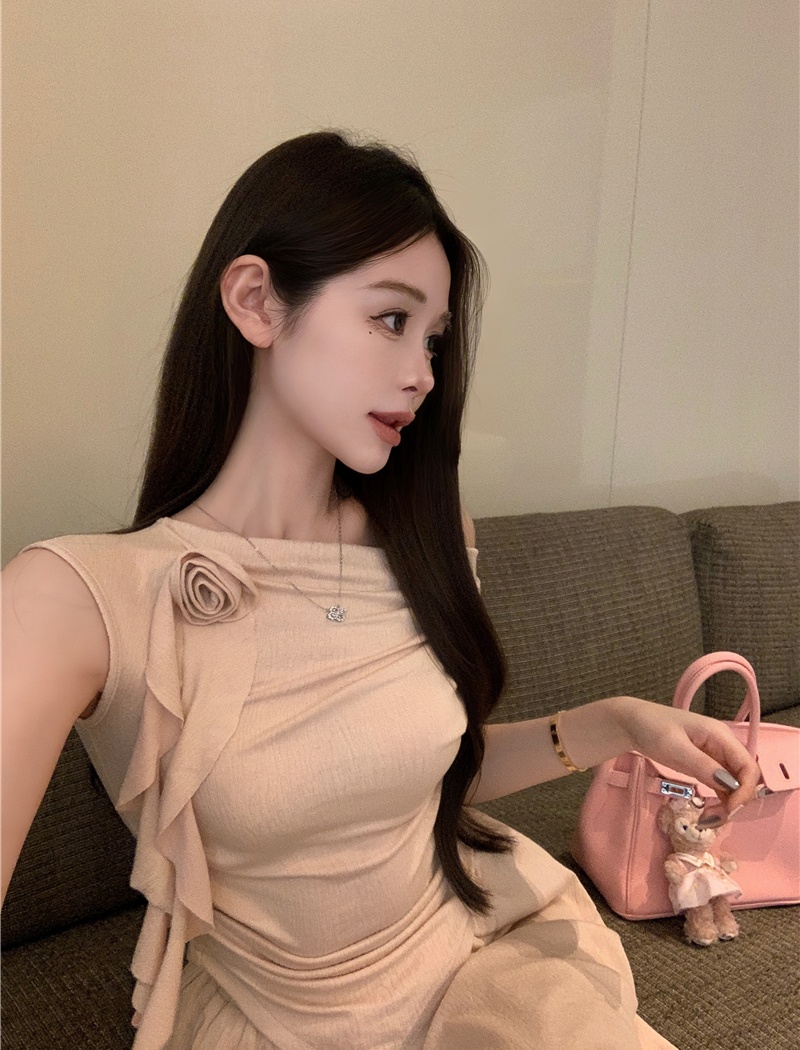 Corsage T-shirt high waist skirt 2pcs set for women