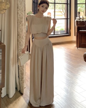 Sleeveless temperament pants niche light luxury vest a set