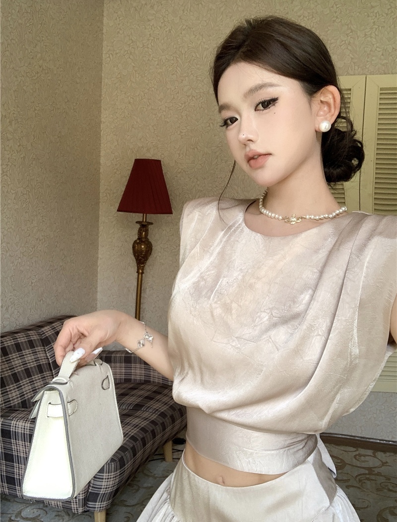 Sleeveless temperament pants niche light luxury vest a set