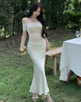 Stereoscopic tops flat shoulder short skirt 2pcs set