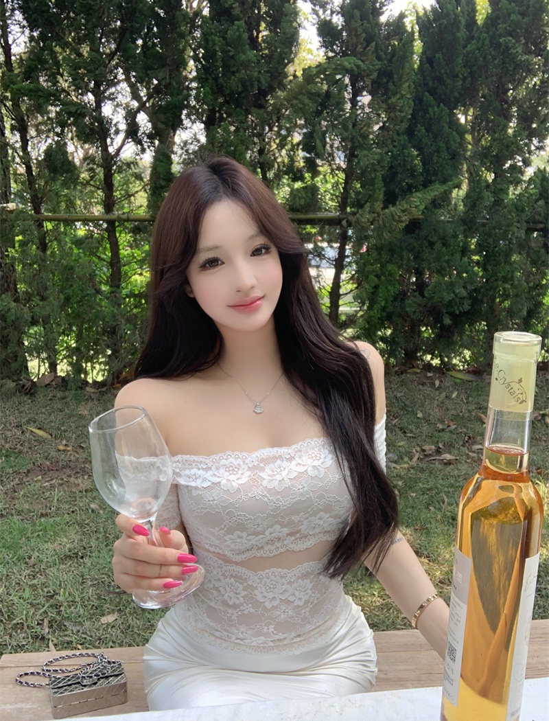 Stereoscopic tops flat shoulder short skirt 2pcs set