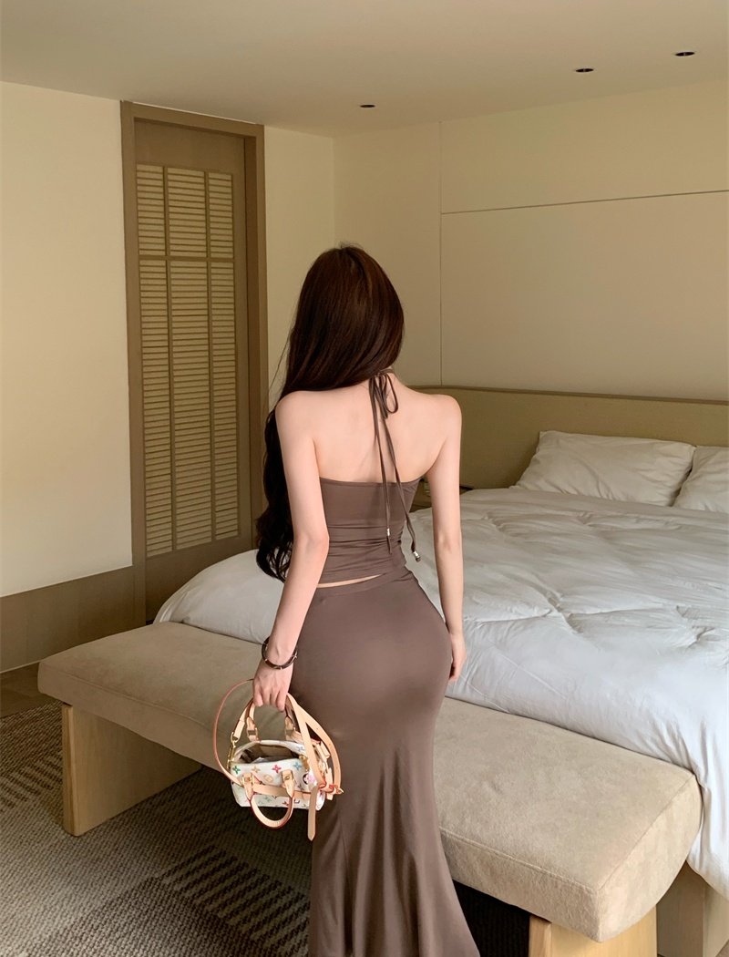 Wrapped chest halter short skirt mermaid chest pad vest