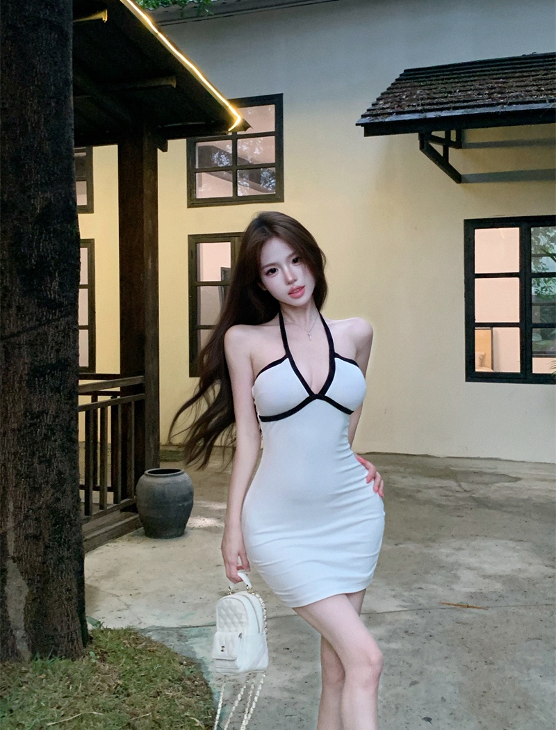 Sexy package hip halter ladies V-neck sling spicegirl dress