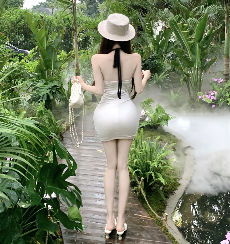 Sexy package hip halter ladies V-neck sling spicegirl dress