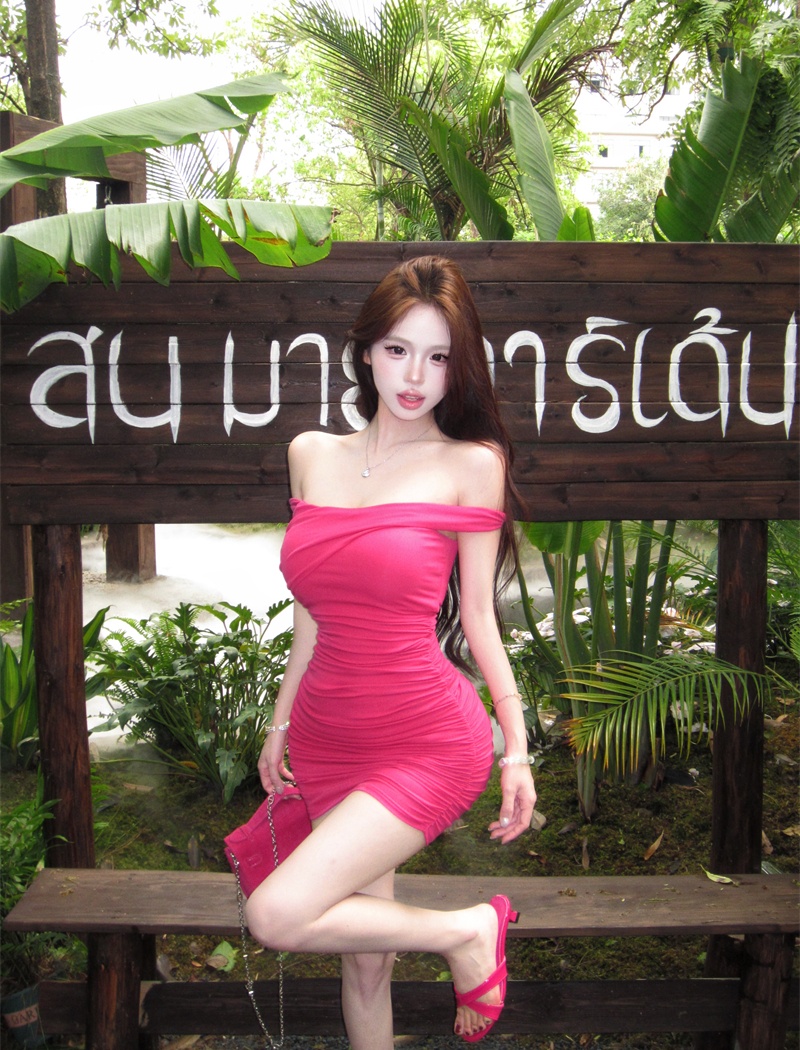 Chouzhe with chest pad T-back irregular dress for women