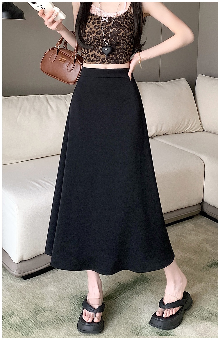 Summer pure black fat all-match large yard skirt