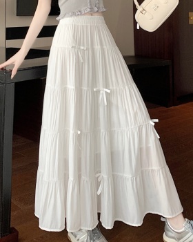 Long high waist A-line long skirt spring white cake skirt