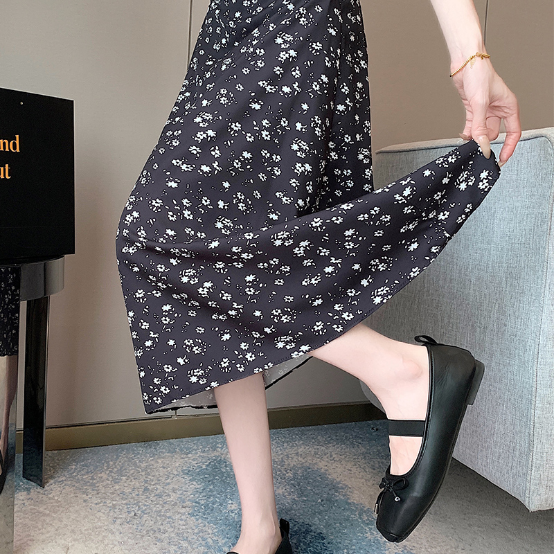 High waist floral skirt all-match mermaid long dress