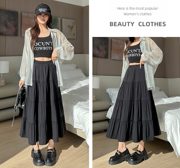 Fat A-line slim high waist all-match skirt for women