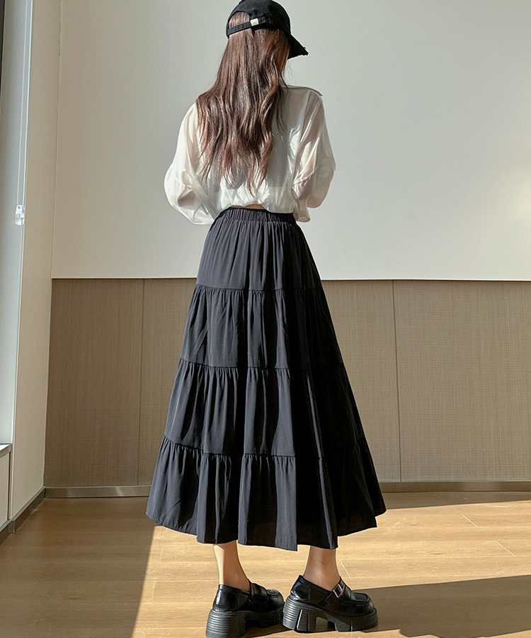 Fat A-line slim high waist all-match skirt for women