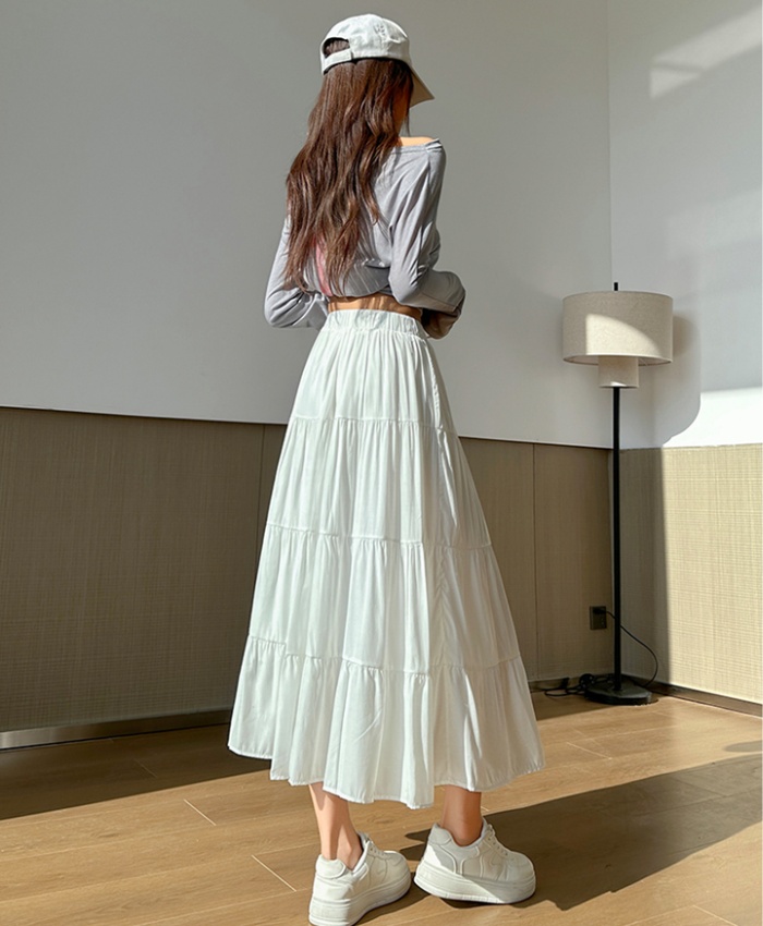 Fat A-line slim high waist all-match skirt for women