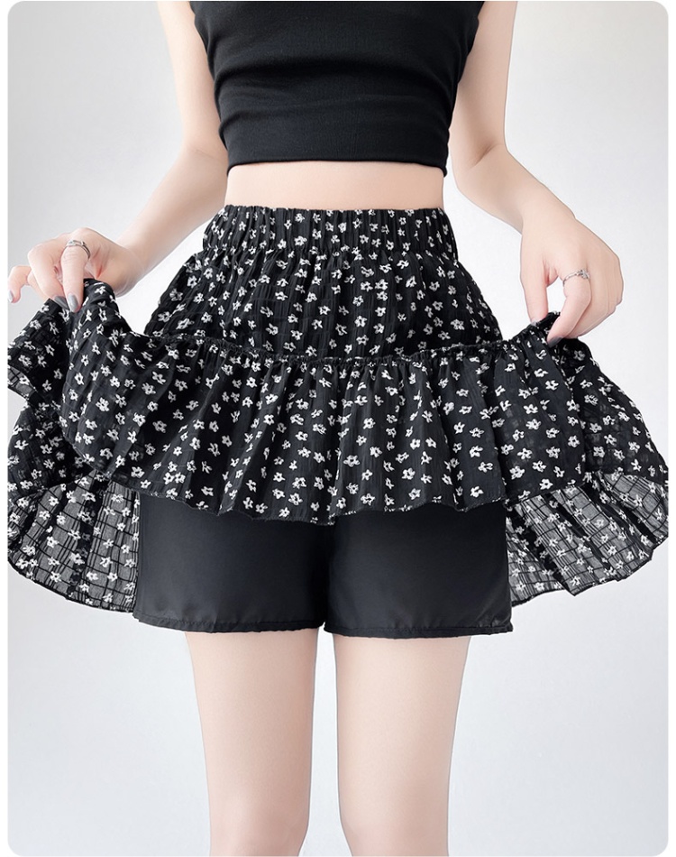 A-line high waist short culottes floral summer short skirt