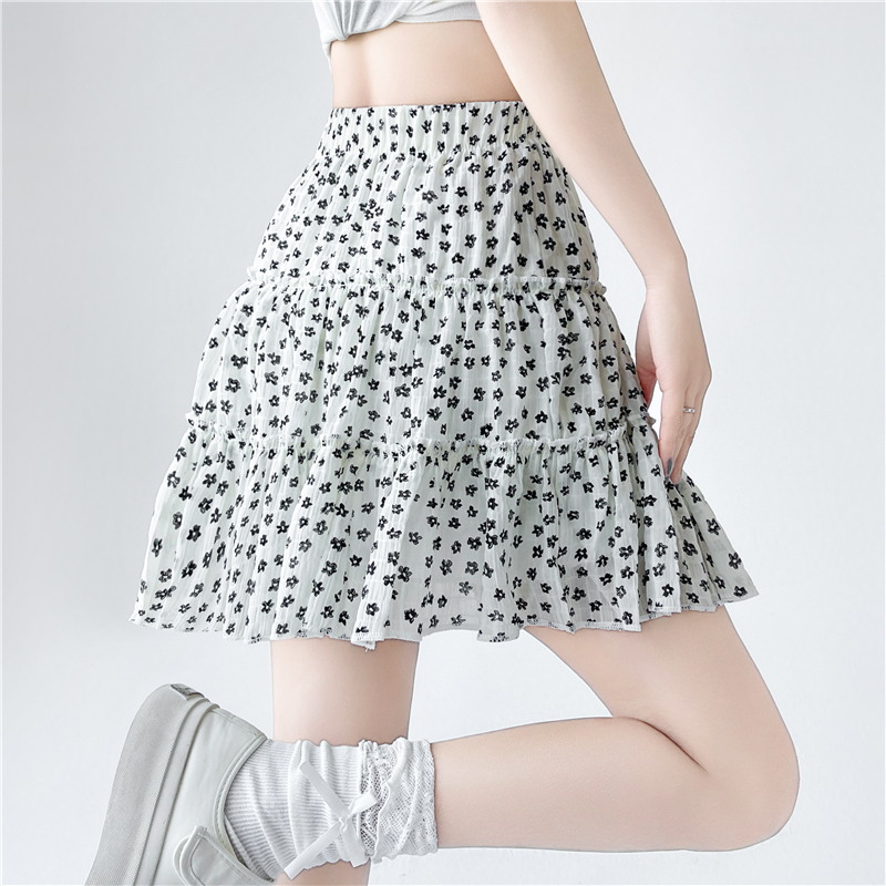 A-line high waist short culottes floral summer short skirt