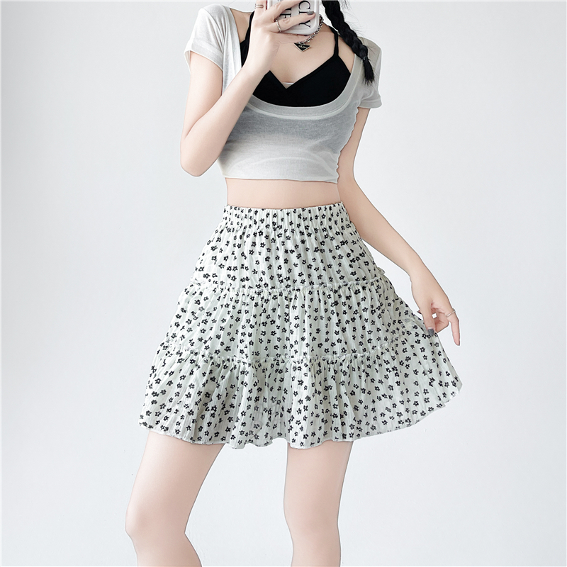 A-line high waist short culottes floral summer short skirt