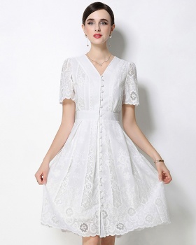 France style lace temperament summer V-neck dress for women