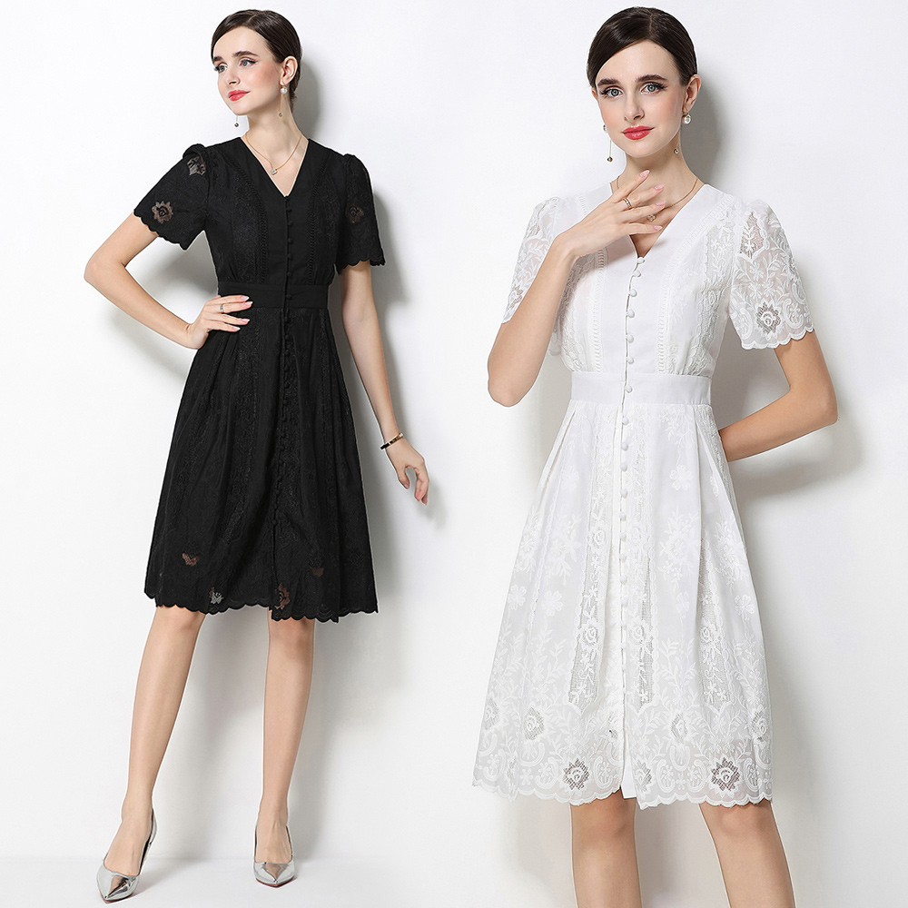France style lace temperament summer V-neck dress for women