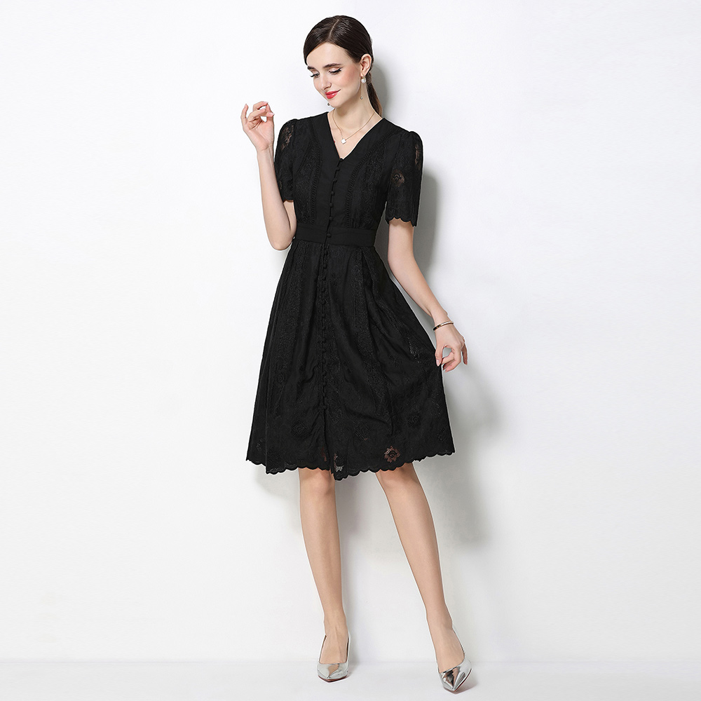 France style lace temperament summer V-neck dress for women