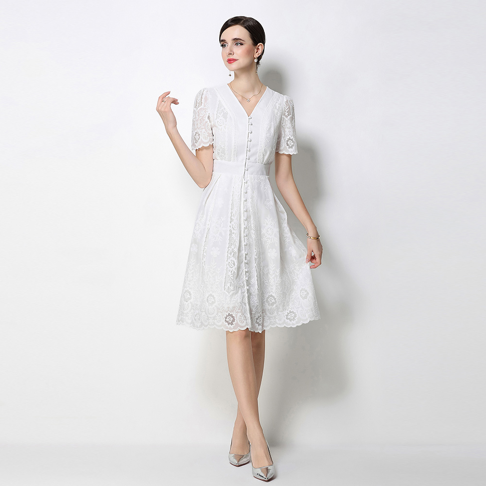 France style lace temperament summer V-neck dress for women