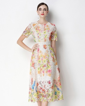 Slim short sleeve dress summer long dress for women