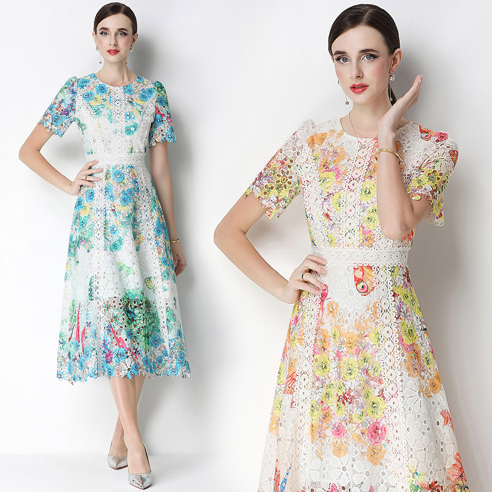 Slim short sleeve dress summer long dress for women