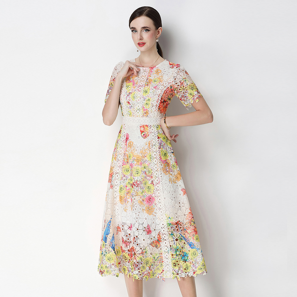 Slim short sleeve dress summer long dress for women