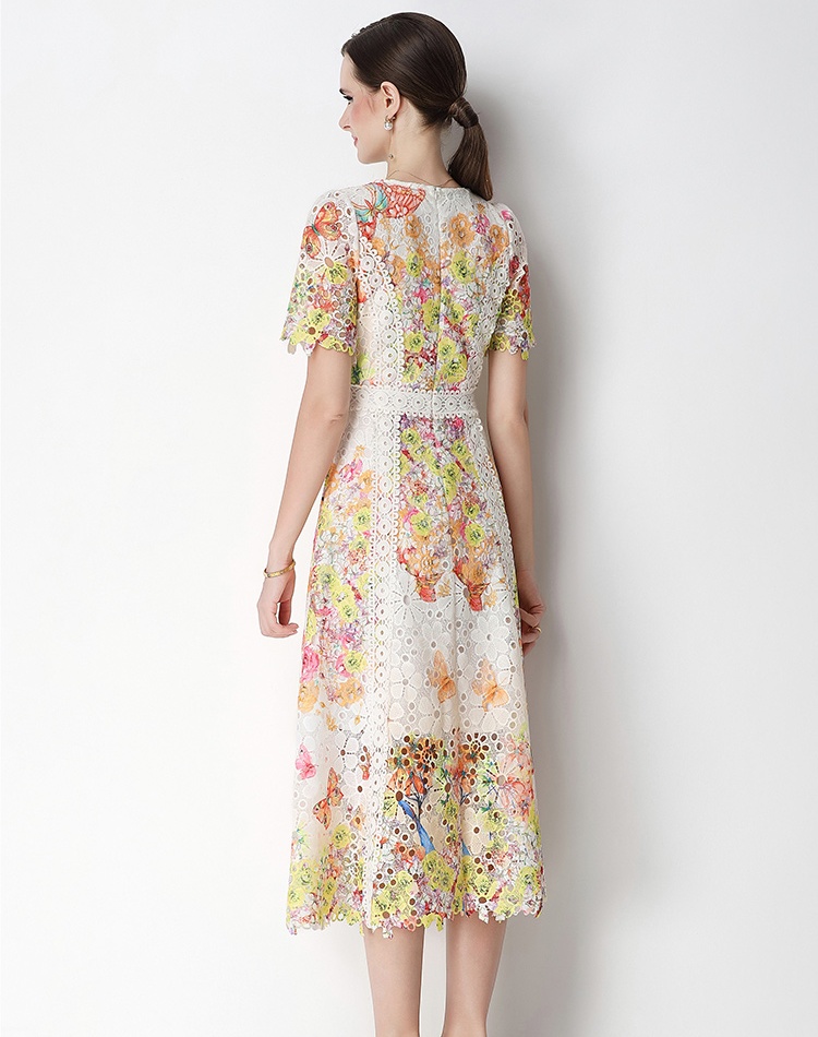 Slim short sleeve dress summer long dress for women