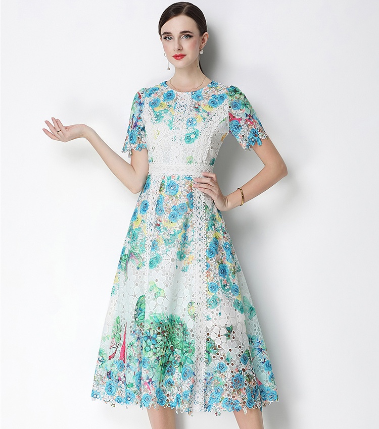 Slim short sleeve dress summer long dress for women