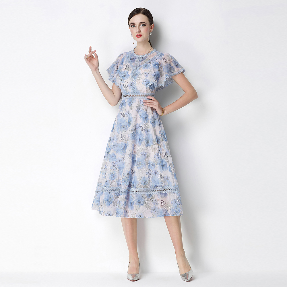 Pinched waist sweet temperament lady dress for women