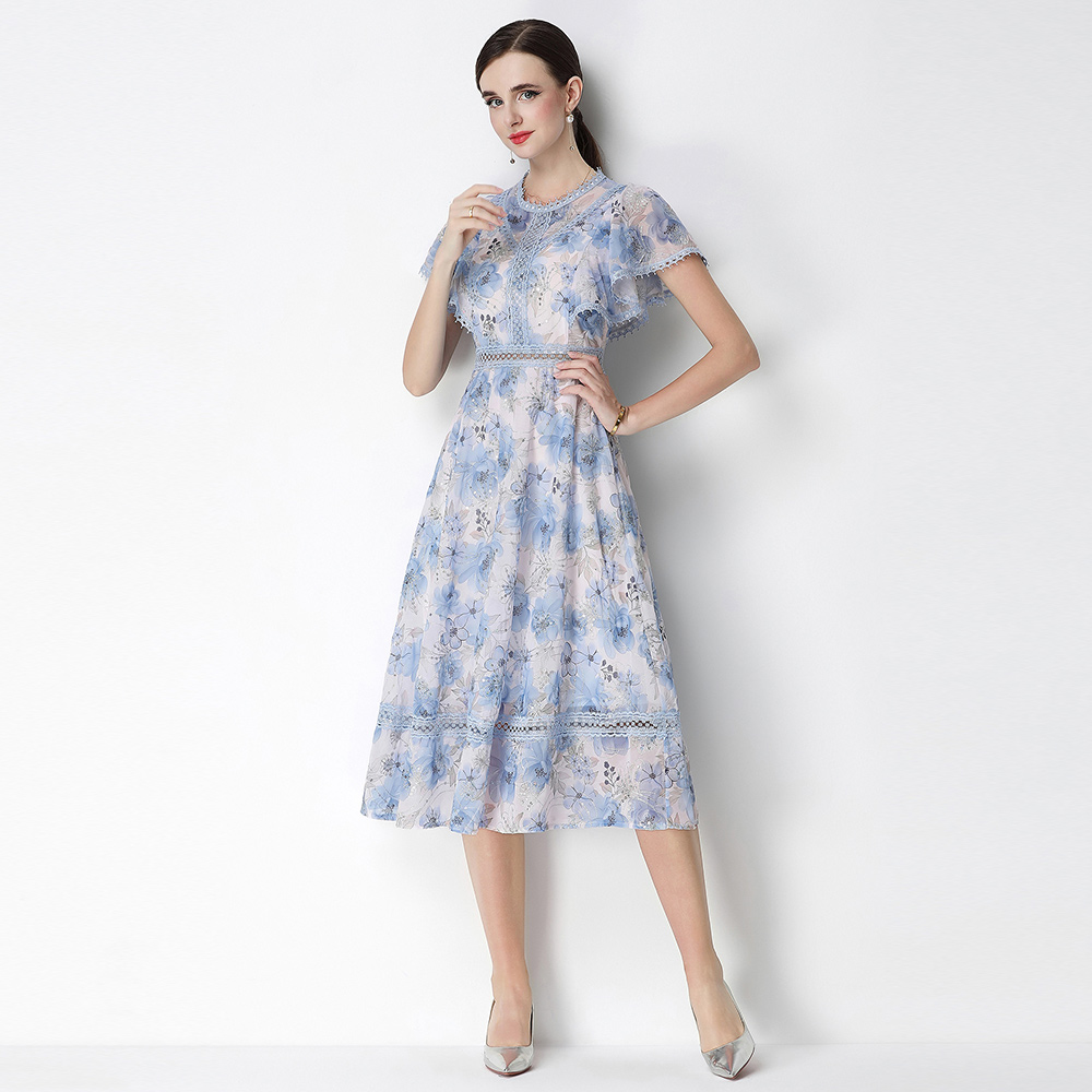 Pinched waist sweet temperament lady dress for women