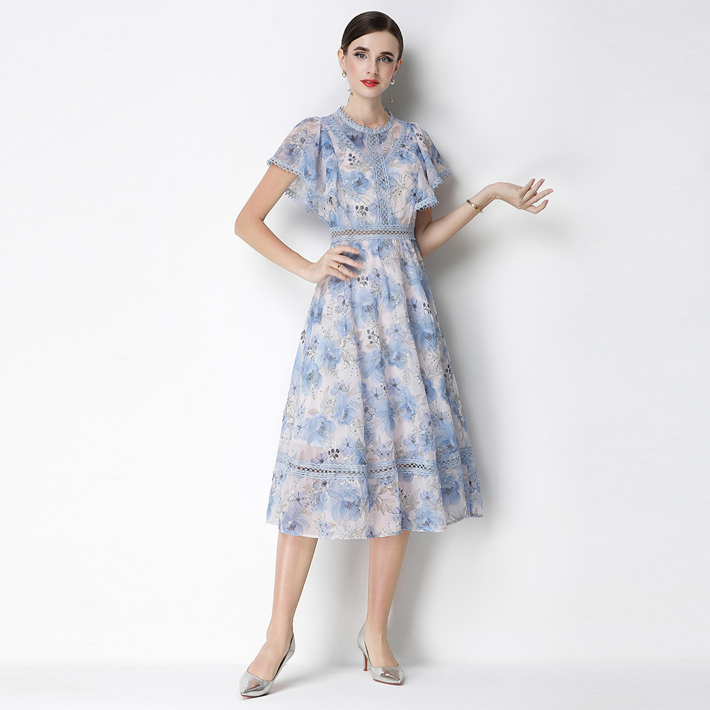 Pinched waist sweet temperament lady dress for women